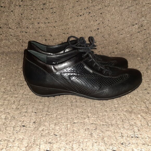 MEPHISTO Air-Jet-Black Leather/Snake Pattern-Lace-Up Sneakers-Sz 9.5-Excellent - Picture 5 of 9